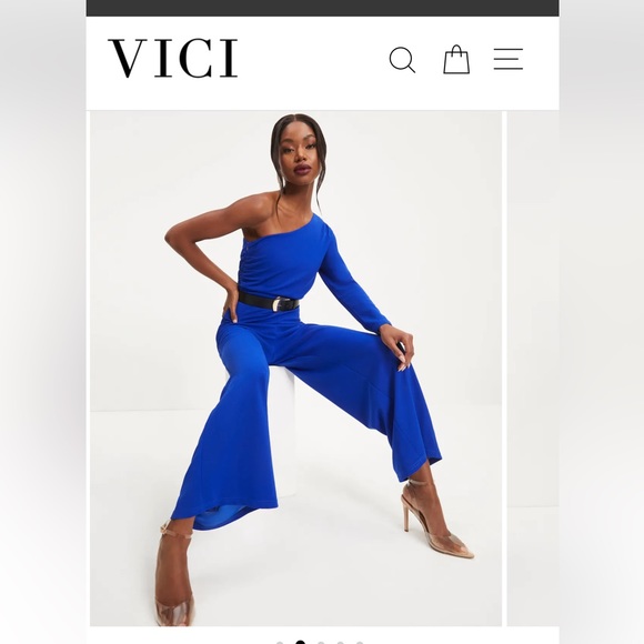 One shoulder blue jumpsuit - Picture 4 of 4